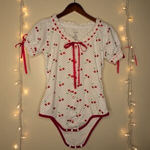 Littleforbig Cotton Bodysuit – Lolita Glitter Cherry Onesie - SMALL